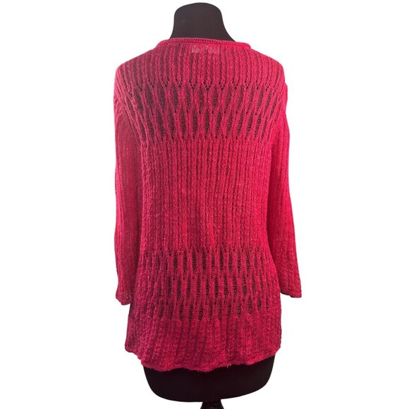 Jones New York Signature Woman Pink Open-Front Cardigan 1X Ramie/Viscose - Picture 4 of 8